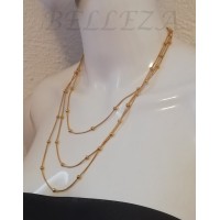 Тройно колие в златист цвят с топчета от медицинска стомана N - 21915