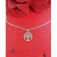 Колие в сребрист цвят с дървото на живота от медицинска стомана N - 21844